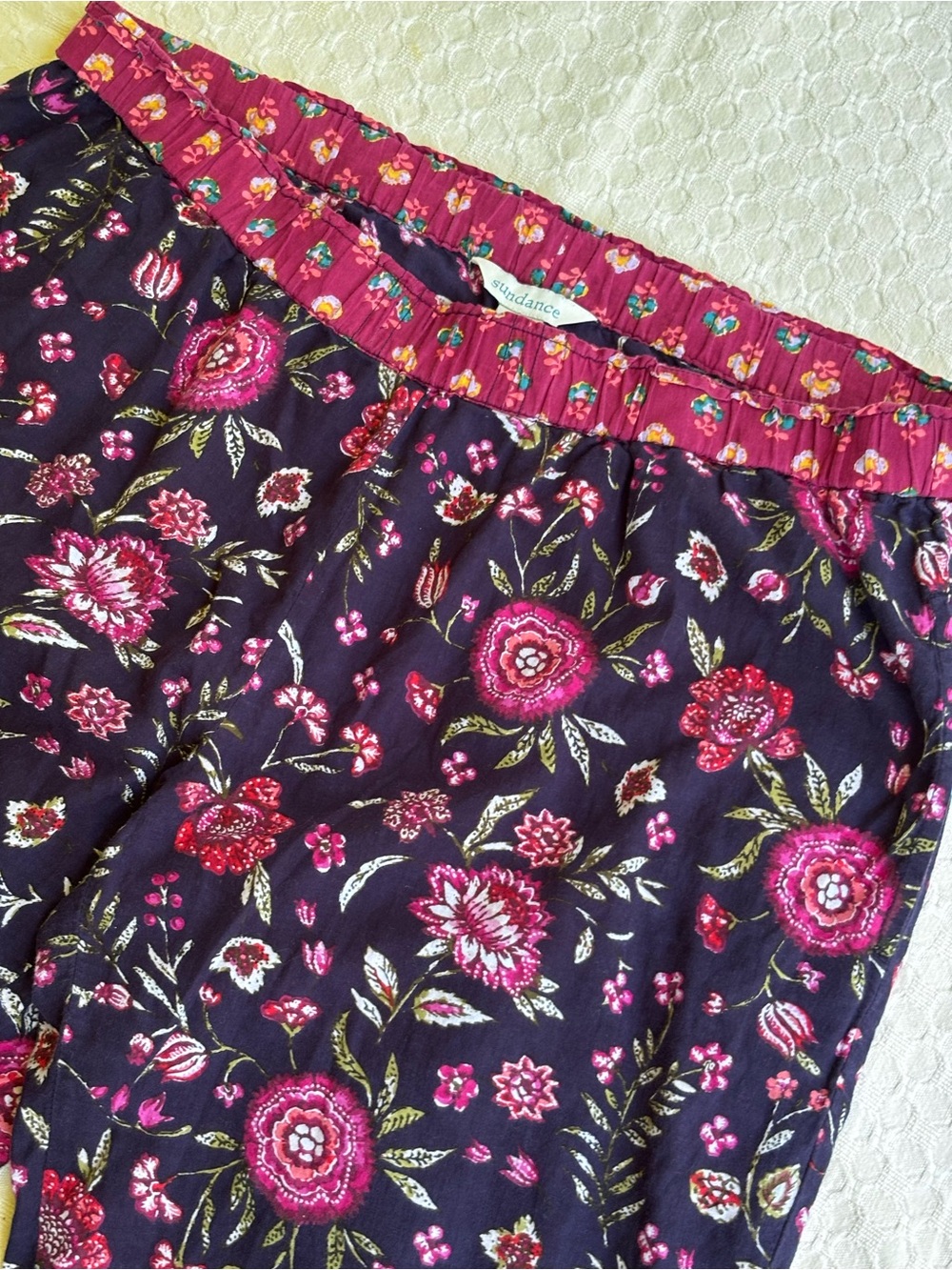 Sundance Navy and Pink Floral Pajama Bottoms - Picture 3 of 11